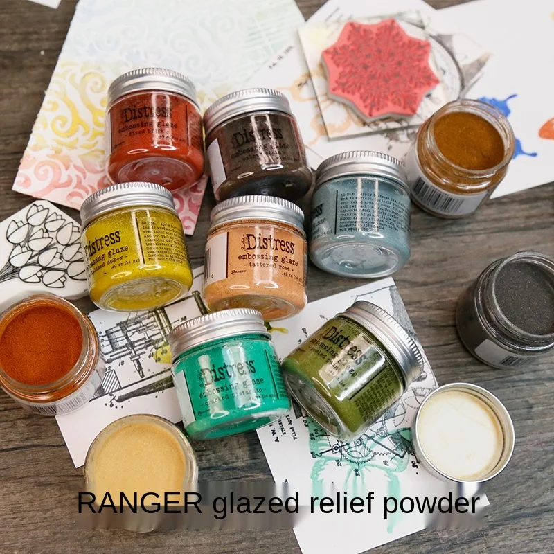

ranger embossed powder Tim Holtz mottled glazed transparent bright embossing powder Embossing Glaze