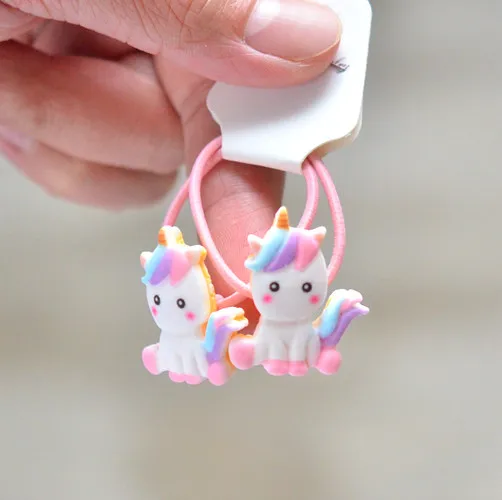 Bandas elásticas para el pelo para niña, accesorios para el pelo de caballo blanco arcoíris bonito, tocado de princesa, 2 piezas