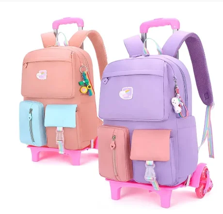 Mochila escolar con ruedas para niñas, bolsa con ruedas para niños