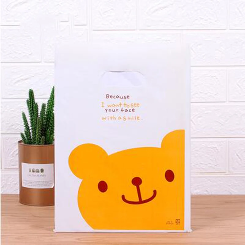 50PCS 15CM*20CM Small cartoon pattern lace pattern plastic gift wrapping bag handbag