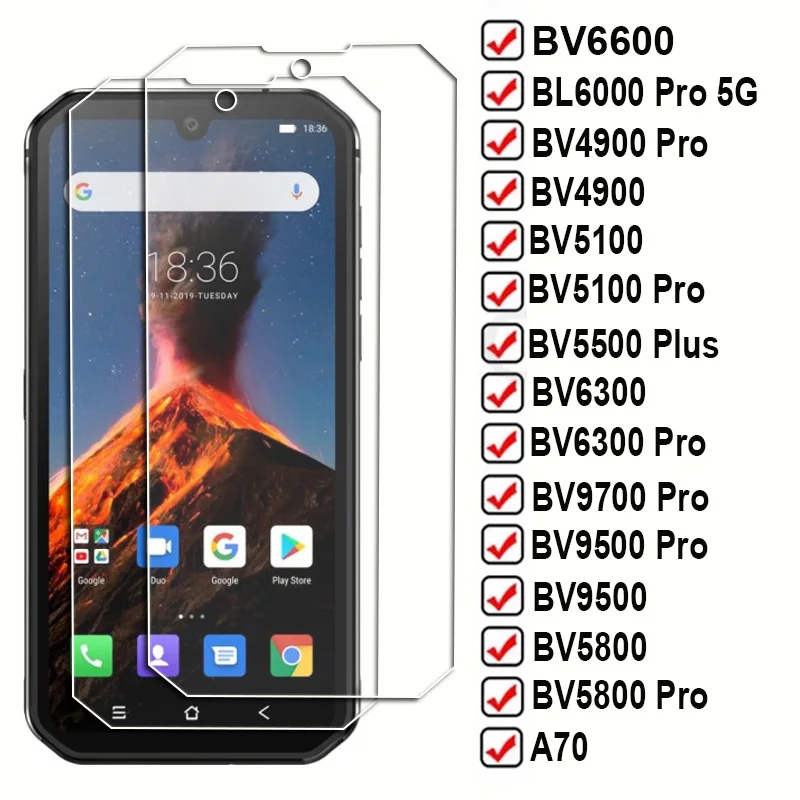 For Blackview BV6600 BL6000 Pro 5G BV4900 Pro BV5500 Plus BV6300 S70 BV9700 A53 BV5800 A70 Screen Tempered Glass Protector Film