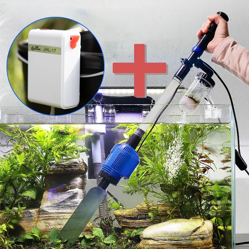 220V Powerful Suction Aquarium Oxygen Air Pump Compressor Electric Fish Tank Sand Washer Vacuum Gravel Water Changer Siphon