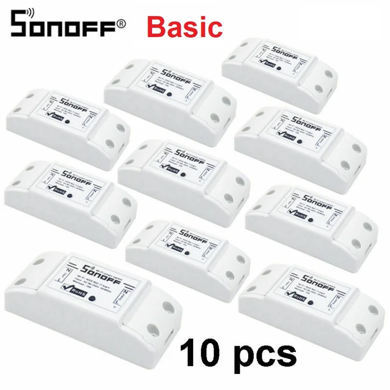 

1-10 pcs SONOFF Basic Wifi Smart Switch DIY 10A Wireless Remote Switch Light 220v Wifi Timer Smart Home Google Alexa