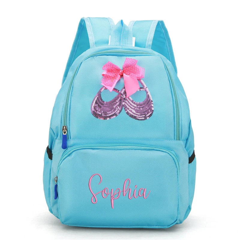 Ransel Tari Balerina Monogram Bordir Tas Tari Pribadi untuk Anak Perempuan Kecil Ransel Balet Bordir Tas Olahraga