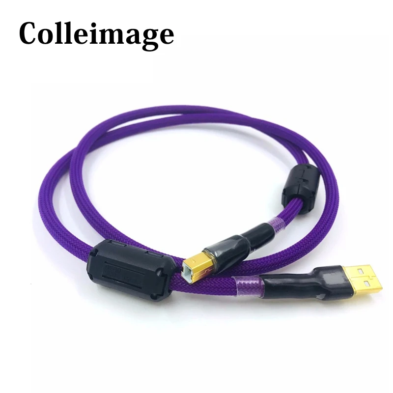 Colleimage Hifi 7N OCC Single Crystal Copperr USB Cable DAC A-B Digital USB 2.0 Type A to B Male Audio Cable