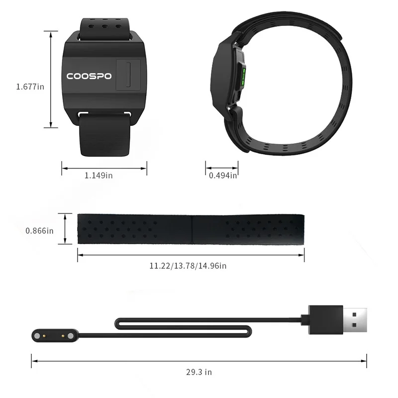 CooSpo Heart Rate Monitor HW706 Armband Optical Fitness Outdoor Heart Rate Sensor Bluetooth ANT+ For Garmin Wahoo Bike Computer