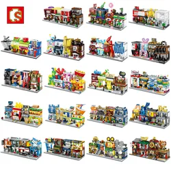 Sembo  Mini City Street Store Building blocks Chinatown Series Educational Brick Toys for Kids