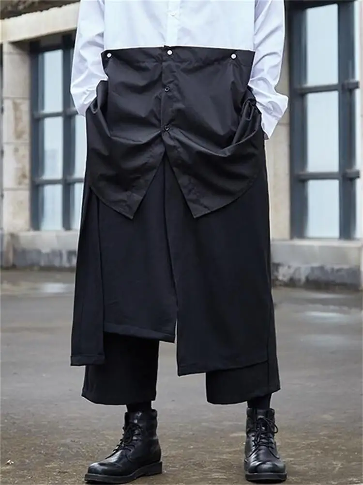 Men Wide Leg Pant Skirt Autumn Winter New Japanese Brunet Hair Stylist Yamamoto Wind Hip Hop Casual Large Irregular Pant Skirt