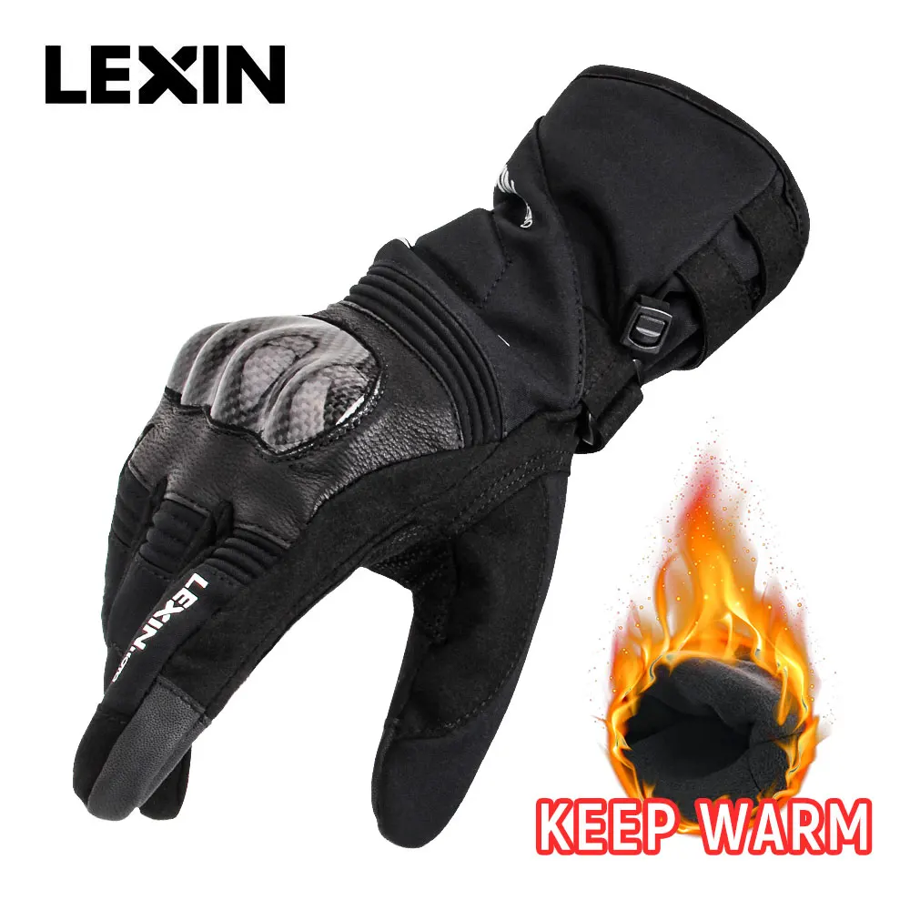 

Lexin Waterproof Winter Motorcycle Gloves for Riding Full Finger Touch Screen&Velcro Design Keep Warm Unisex Soft Guantes Moto