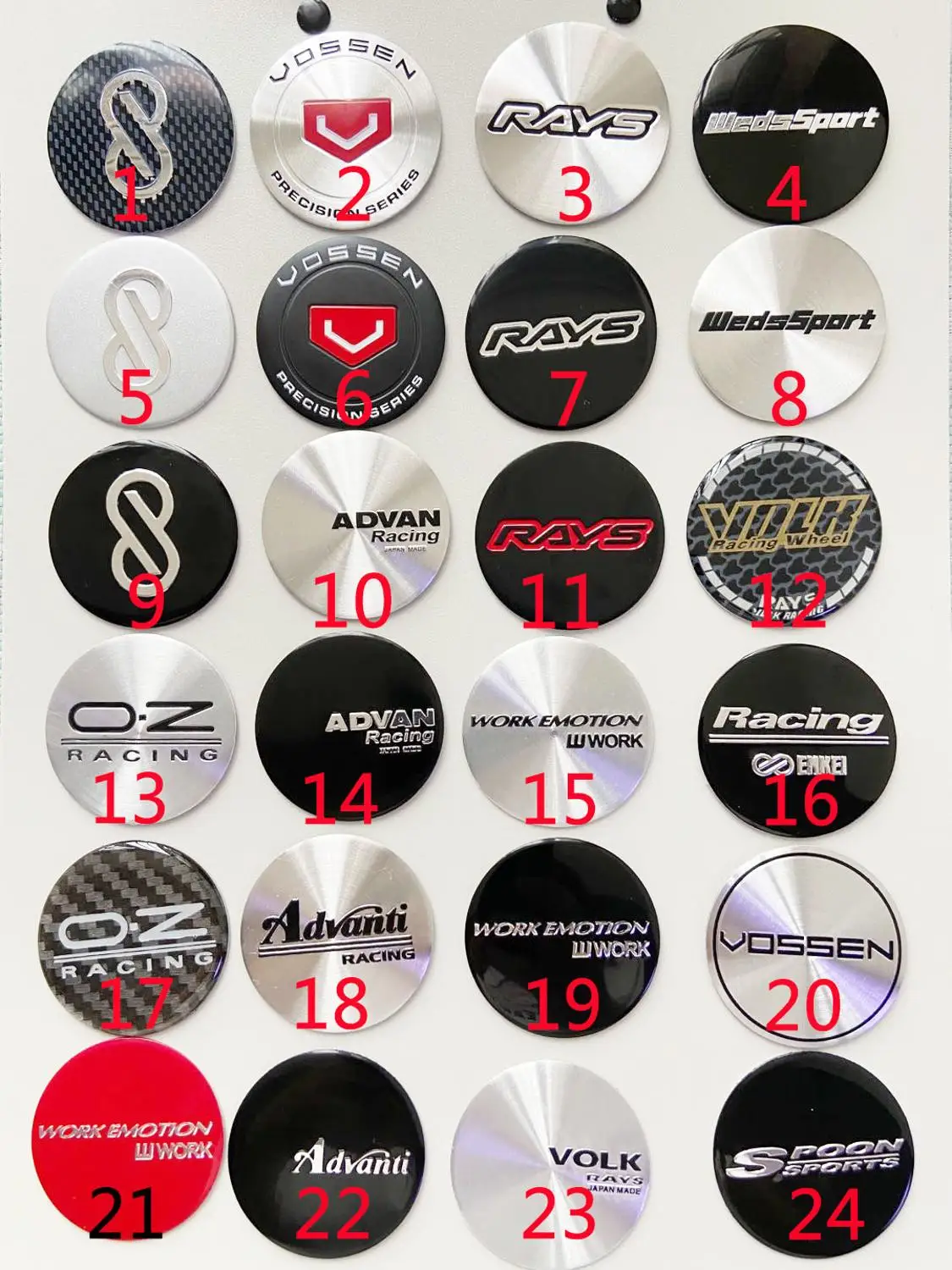 4PCS/Lot 45MM Car Wheel Center Cap Emblem Sticker For VOSSEN ENKEI WedsSport Work Emotion OZ RACKING RAYS VOLK ADVAN