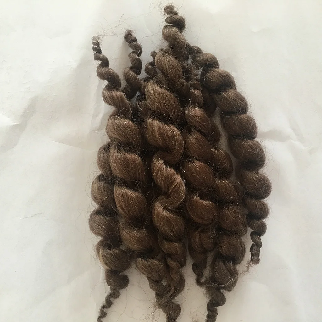 8 Stripes Pure Mohair Curly Hair Wig for Reborn Baby Newborn Doll Dark Brown