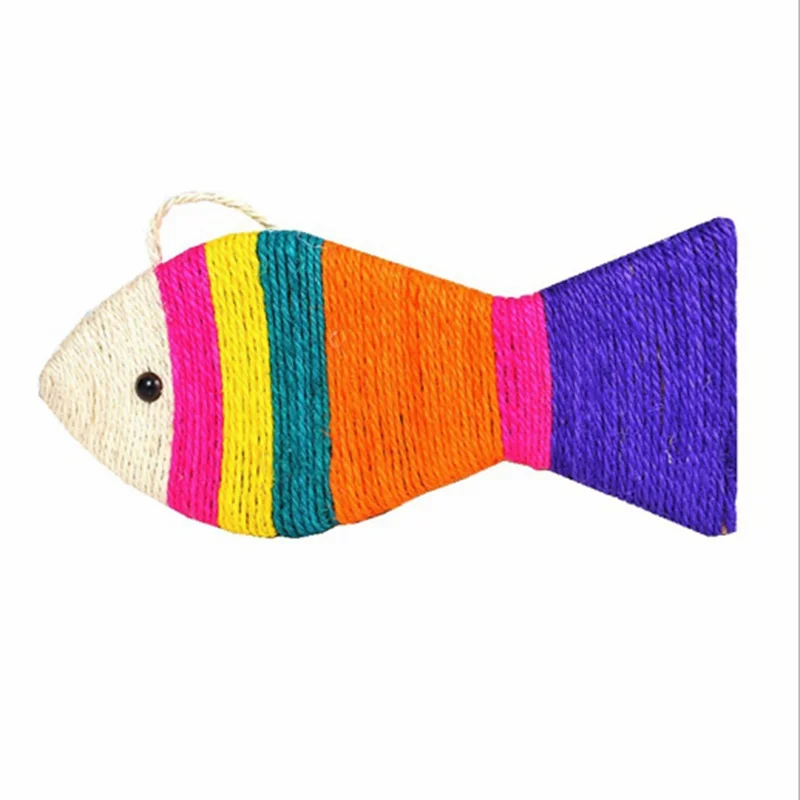 Colorful Pet Cat Interactive Fish ShapeToy Sisal Scratching Plate Kitten Playing Chew Scratch Catch Toy