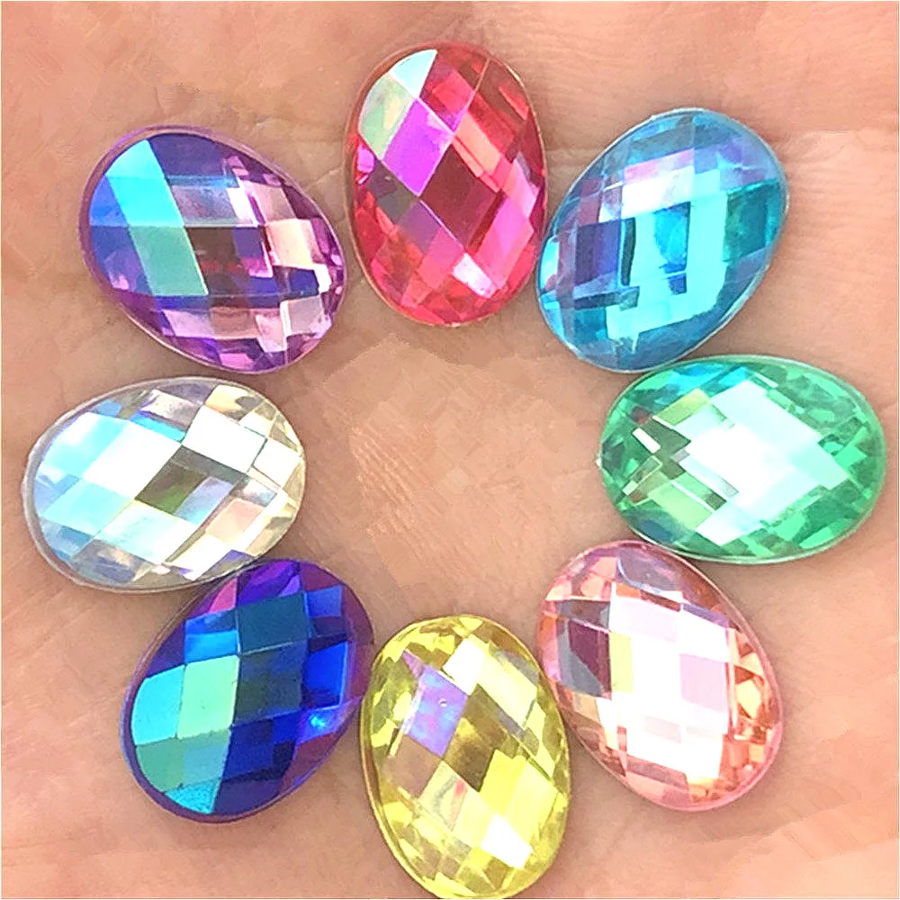 30PCS 10*14mm Round Acrylic Rhinestone Craft/Clothes Decoration Handmade Diy