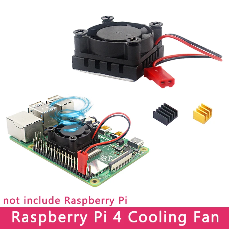 Wentylator chłodzący Raspberry Pi 4 z podkładką silikonową Aluminiowy radiator chłodzący do Raspberry Pi 4 Model B