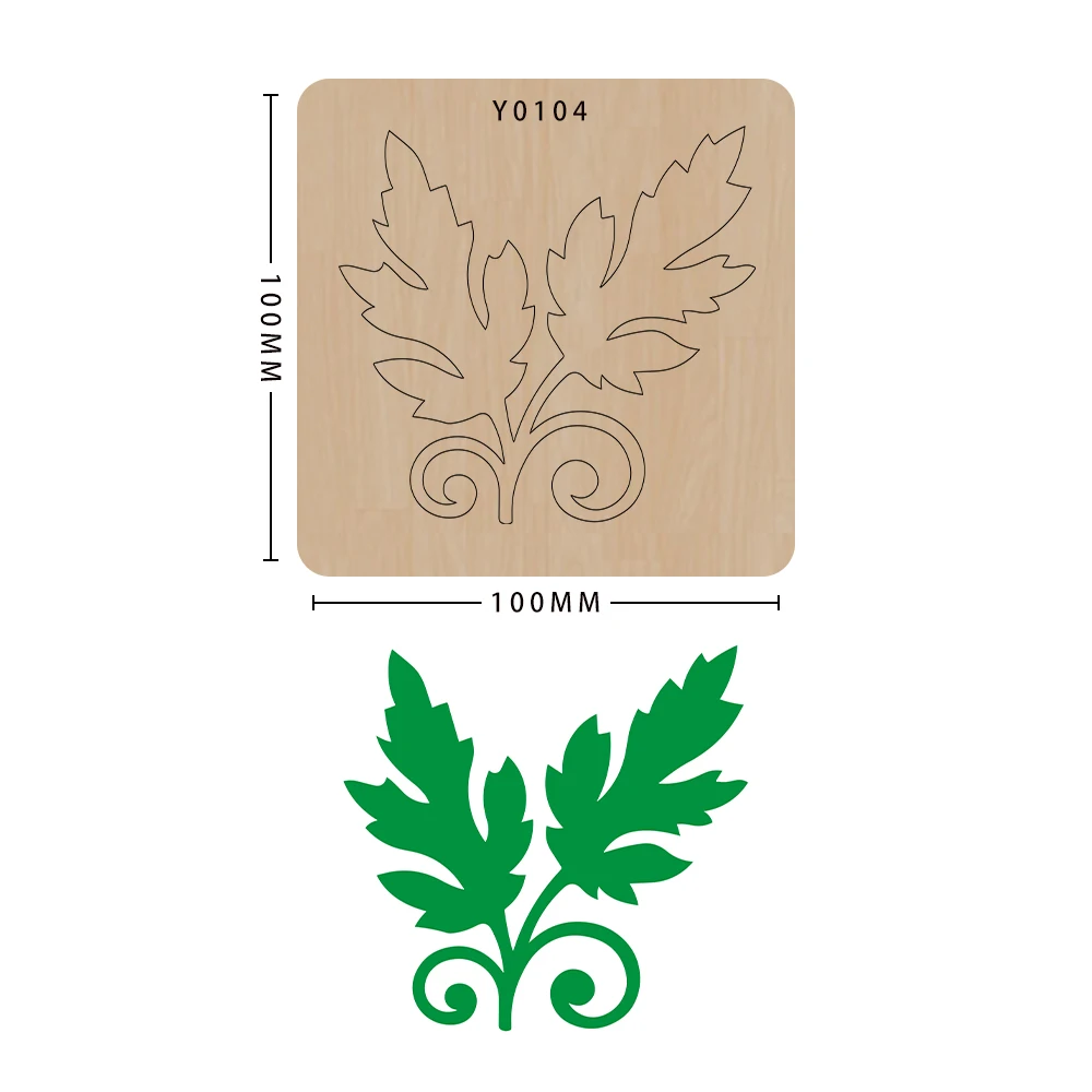 Wood Die Cut Handmade Crafts, Green Leaf Decoration, Scrapbooking, Suitable for  Big Shot Machines