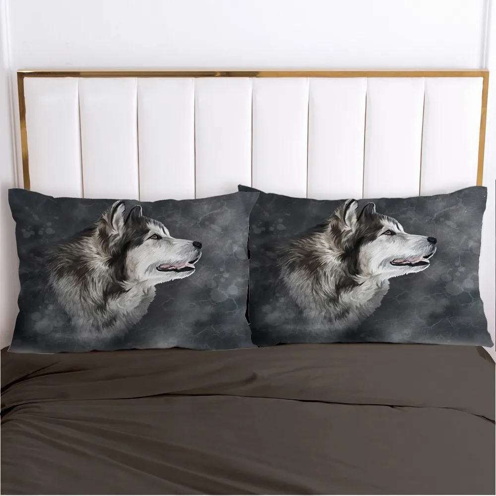 3D Digital Printing Custom Pillow Case Pillowcase 50x70 50x75 50x80 70x70 Decorative Pillow Cover Animal Gray wolf Bedding