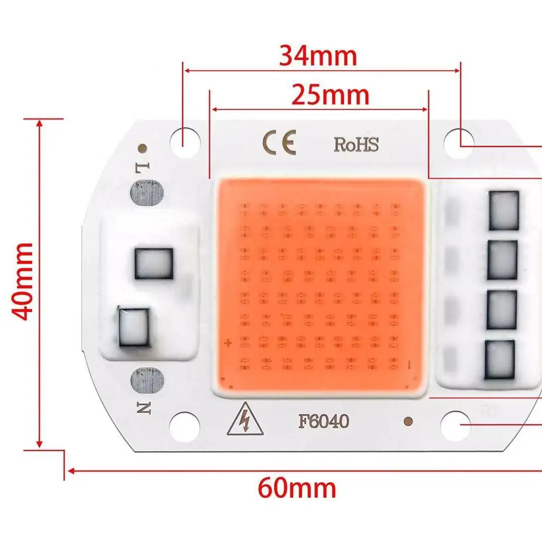 Chip de lâmpada LED para crescimento de plantas, espectro completo, 220V, 110V, 20W, 30W, 50W, 10 Pcs