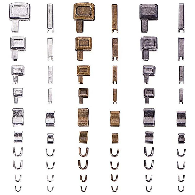 24/123Pcs Set Metal Zipper Head Sliders Retainer Insertion Pin Zipper Top Stop Accessories Plug Zipper Repair Kit for Clothes