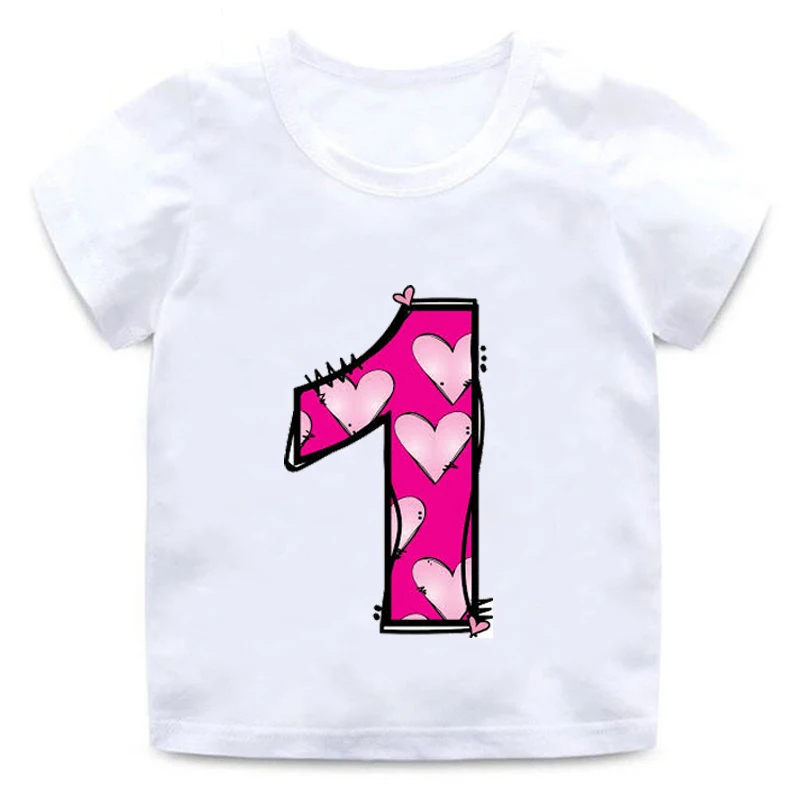 New Kids happy birthday letters Love cute print Clothes boys and girls  Funny shirt children Number 1 2 3 4 5 6 8 Birthday gift