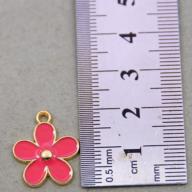 6pcs 20*17mm enamel sakura charm for jewelry making fashion earring pendant flower charm necklace bracelet charms