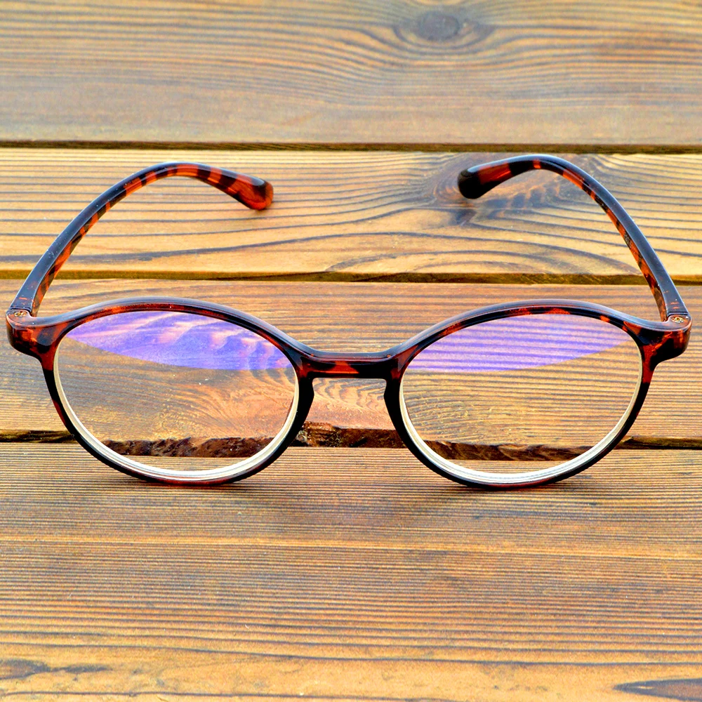 Round Leopard Frame Full-rim Retro Handcrafted Spectacles Multi-coated Fashion Reading Glasses +0.75 To +4