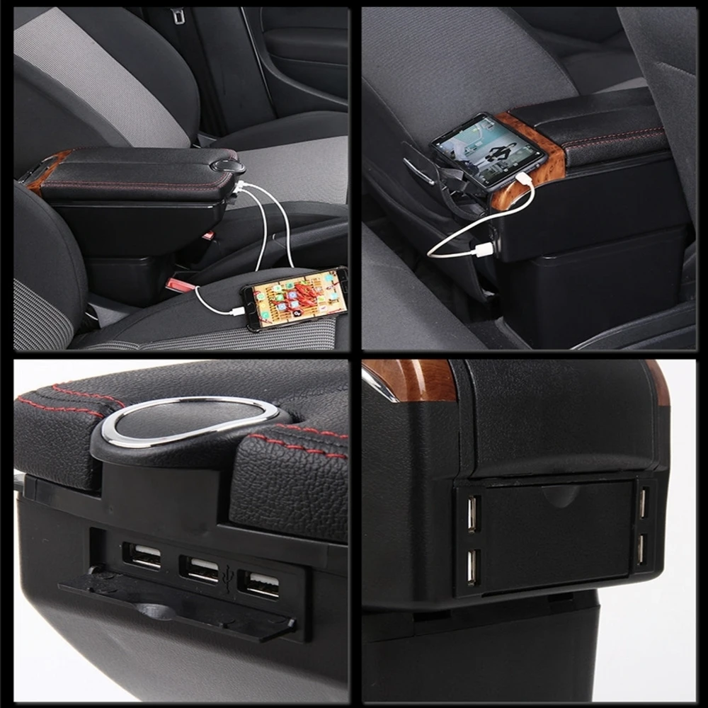 Car Ford Focus 2 MK2 Armrest box storage box central container Store content box auto interior accessories elbow rest with usb