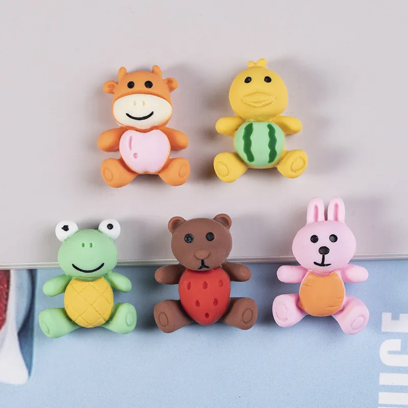 Resin Cartoon Cute Animals Flatback Duck Bear Rabbit Cabochon DIY Scrapbooking for Hairpin Phone Case Decor Accessories