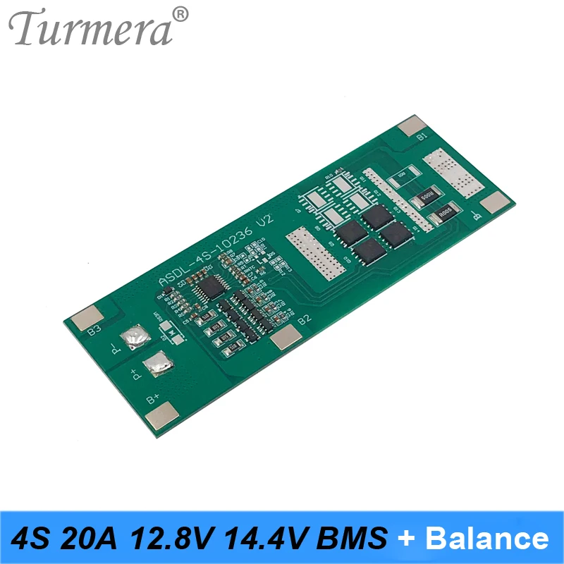 Turmera 4S 12.8V 40A 20A BMS dla 32650 32700 Lifepo4 baterii 12V 14.4V System zasilania energią słoneczną i System ups