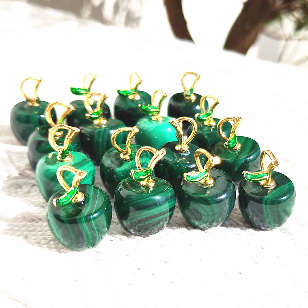 12MM Crystal Pendant Natural Malachite Apple Quartz Crafts Peacock Stone Malus Pumila Healing