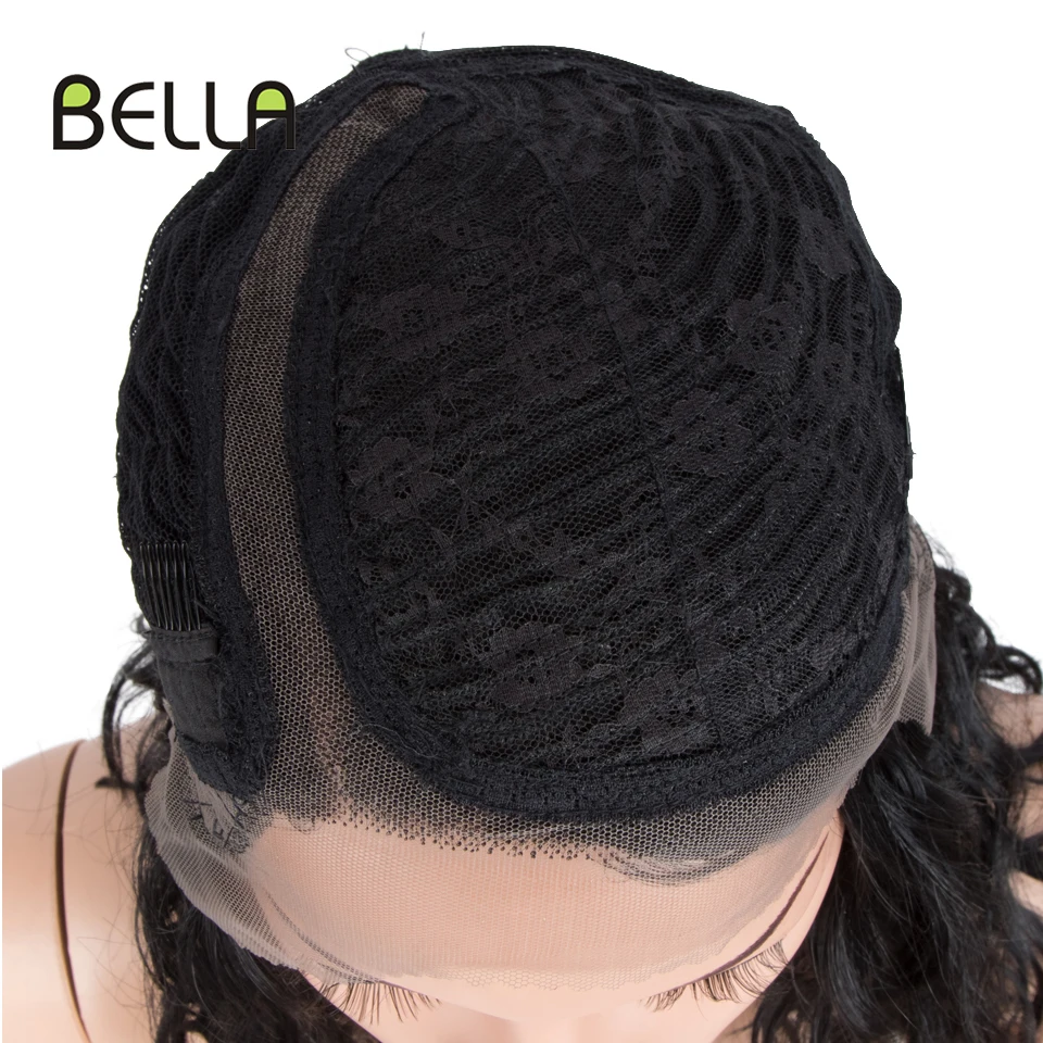 Bella Synthetic Lace Wigs Lace Short Bob Curly Hair 14 inch Yellow Cosplay Wig For Black Women Heat Resistant Fiber Lolita