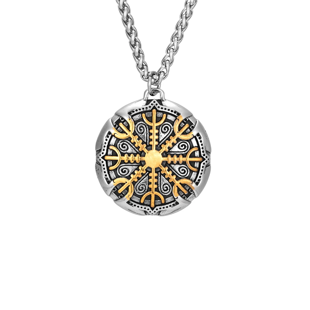 Nordische Runen Vegvisir Kompass-Halskette für Männer, verblasst nie, Edelstahl, Wikinger-Dreizack-Amulett-Anhänger, isländischer Vintage-Schmuck – Detail 13