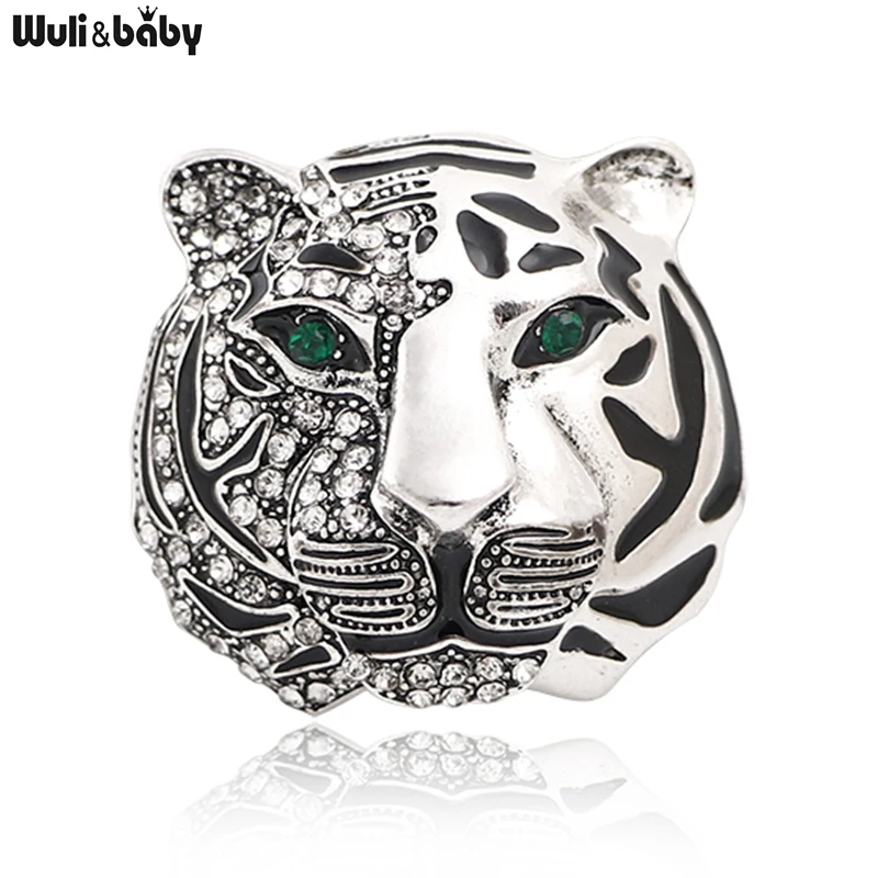 Wuli&baby Big Brand Rhinestone Tiger Brooches For Women Men 2-color 2022 The Year Of Tiger Party Brooch Pin Gifts view 2