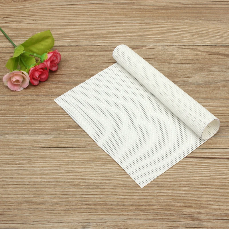 Biały/czerwony 14CT haft Aida tkanina ścieg krzyżykowy Aida tkanina Aida plastikowa tkanina dla majsterkowiczów ręcznie haftowany