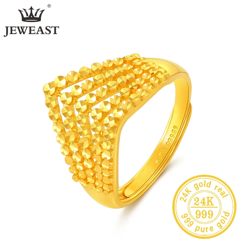 JLZB 24K Pure Gold Ring Real AU 999 Solid Gold Rings Elegant Shiny Beautiful Upscale Trendy Classic Jewelry Hot Sell New 2023