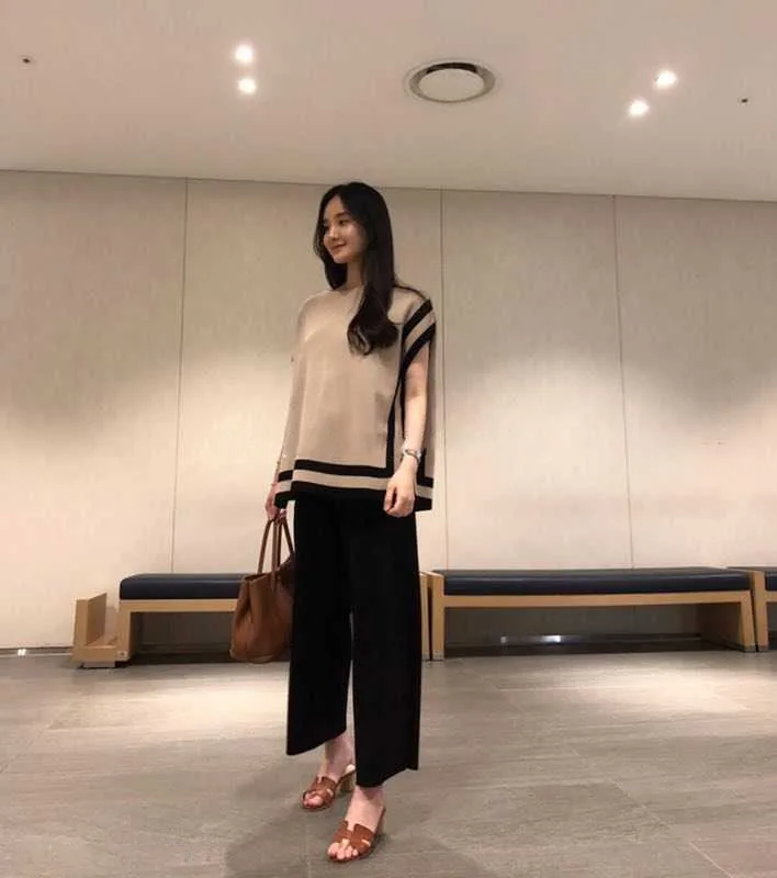 2 Piece Sets Womens Outfits Spring Blouse Women Shirt Long Sleeve High Waist Pants Wide Leg Womens Trousers Two Piece Set Office