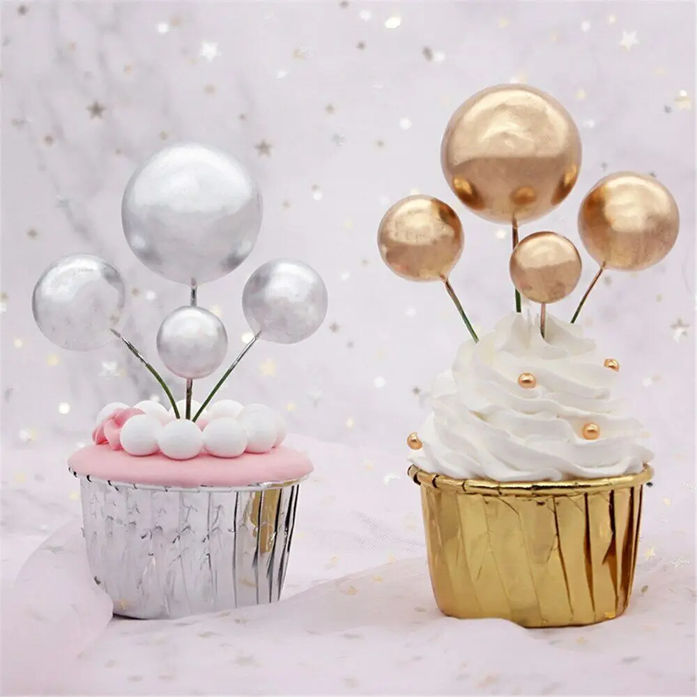 20pcs/Pack 2-4cm Ball Cake Topper Creative Cupcake Insert Card Flags For Baby Shower Birthday Party Cake Decoration