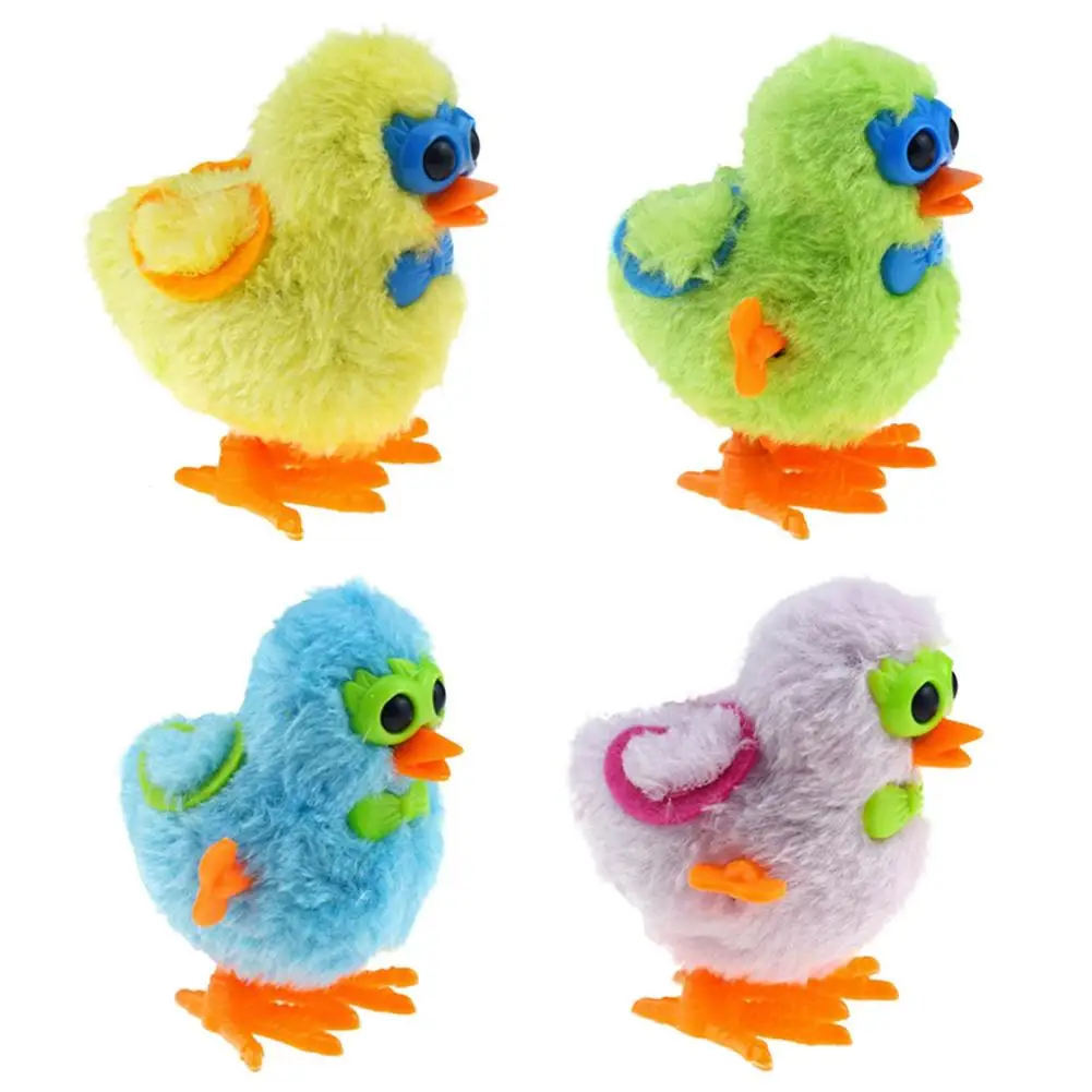 Wind Up Toys Clockwork Chicken Cute Simulation Chicken Walking Jumping Fuzzy Chick Clockwork Toy For Toddler Animal Gifts For Ki