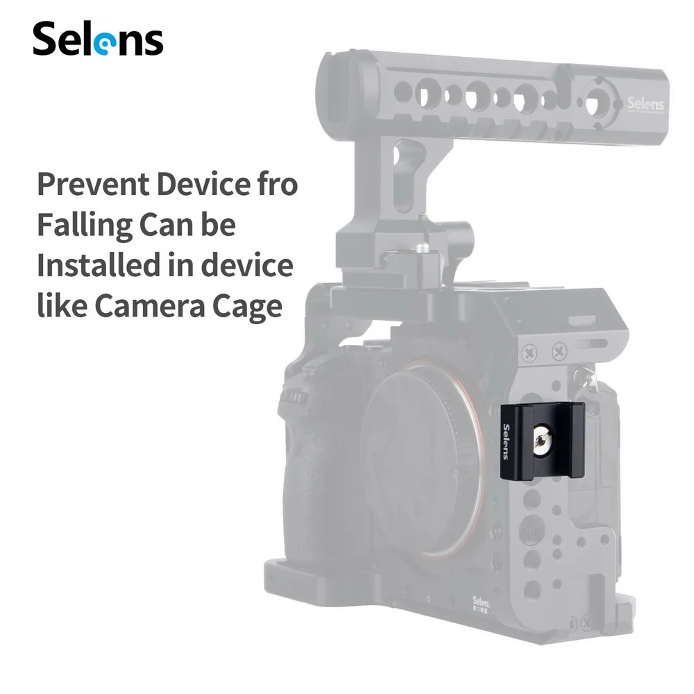 Selens Cold Shoe Mount Adapter with 6.5CM and 10CM Belt 1/4 Tread Hole for Camera Cage LED Light Microphone Monitors