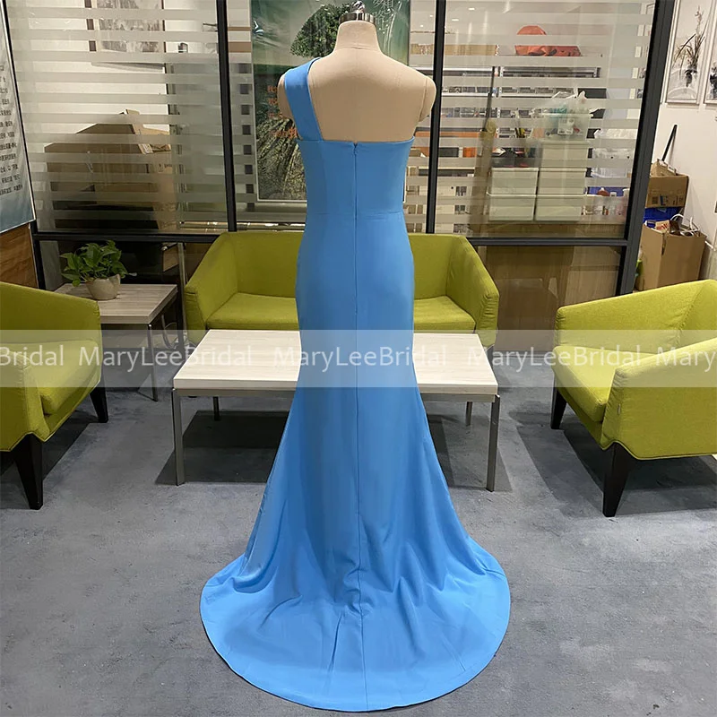 Vestidos De dama De Honor sencillos De un hombro, Vestido largo De fiesta De boda con abertura lateral De sirena Rosa rubor, vestido De dama De Honor,vestidos de fiesta para bodas