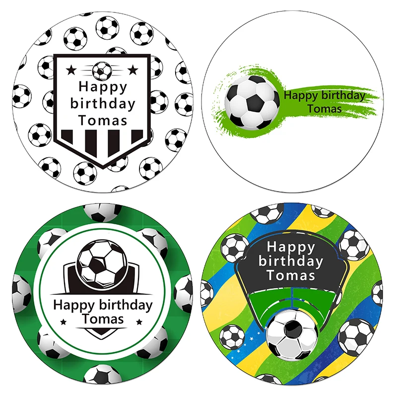 Football Soccer Theme Party Decor Stickers Labels Customize Text Happy Birthday Personalized Stickers Soccer Party Decor