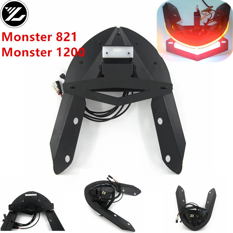 Flowing Switchback LED Tail Brake Light Tidy Fender Eliminator Kit License Plate Bracket for Ducati Monster 1200 S 821 2014-2017