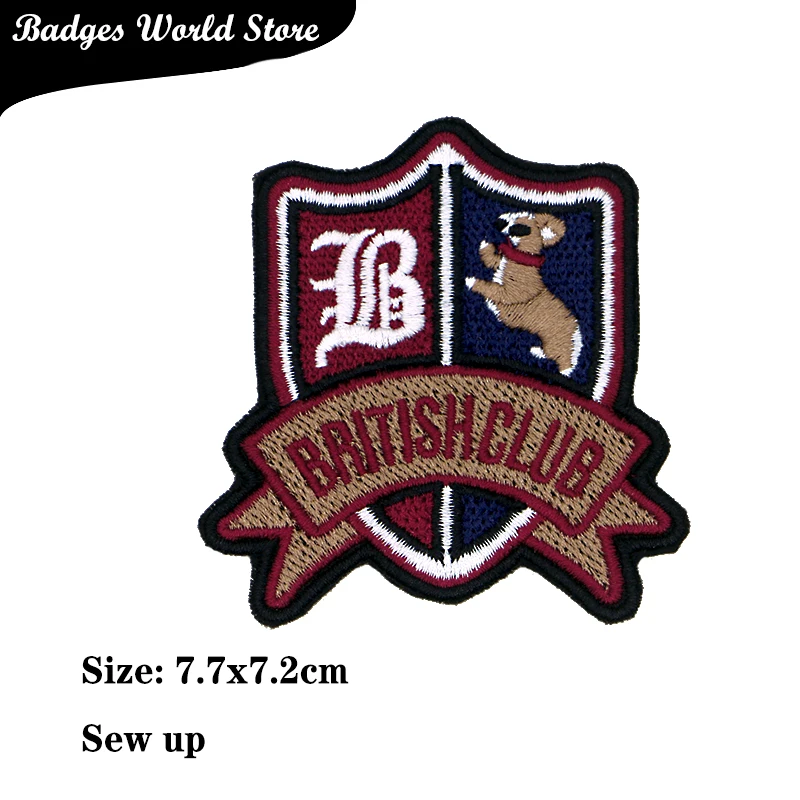 Bear Anchor Dog Star Victory Crown Rectangle Icon Embroidery Applique Patches For Clothing DIY Iron on Badges on the Backpack