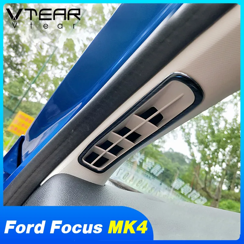 Vtear Car Pillar Front Air Outlet Vent Cover Trim Lid Stainless Frame Interior Accessories Decoration For Ford Focus Mk4 ST Line