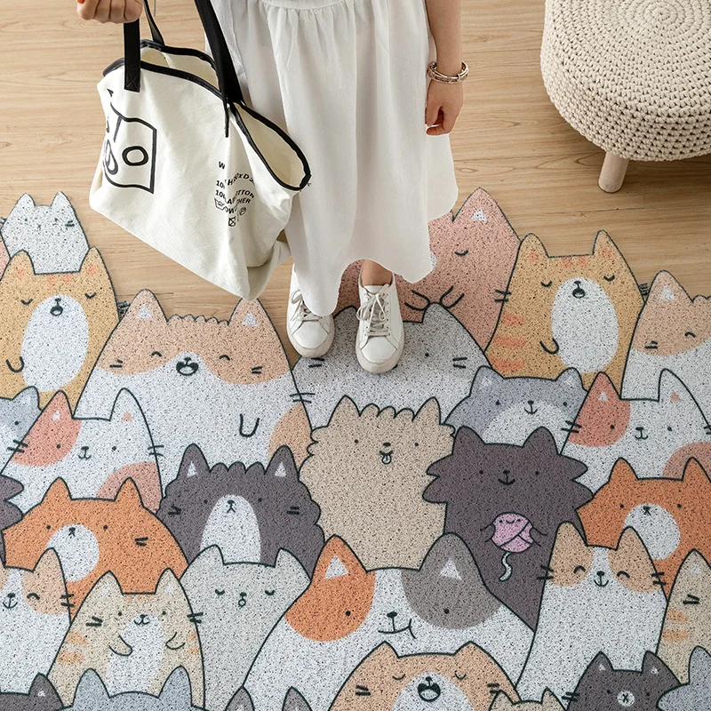 Cartoon Cats Doormat Indoor Entrance Mats, Outdoor Mat, Anti-Slip Rubber Door Mats, Washable Entryway Rug Large Front Door Mats