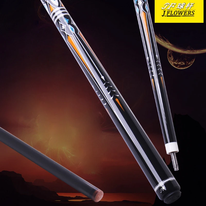 

New JFLOWERS Technology Carbon Pool Cue Billiard Stick 12.2mm Tip with Black Billiard Cue Case Set