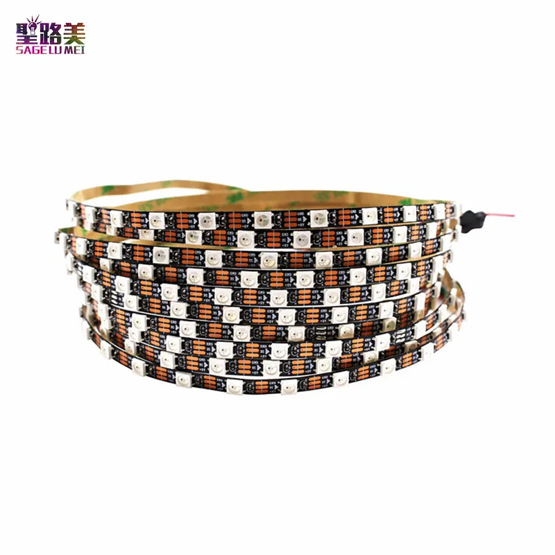 Addressable DC5V White Black PCB WS2812 Pixel LED Strip Light 5mm 5050 RGB 60LEDs/m WS2812 RGB Digital  Dream Color Tape IP20