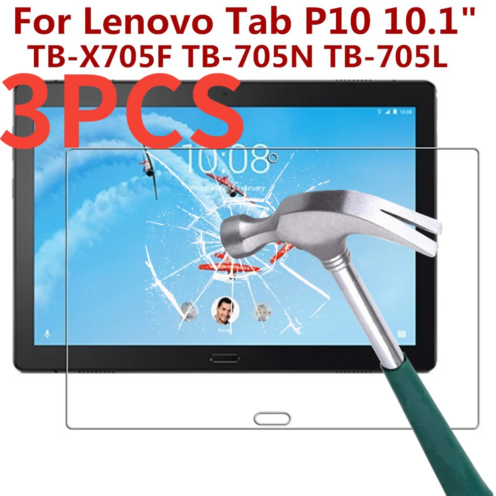 

3PCS Tempered Glass Tablet Film For Lenovo Tab P10 10.1 Inch TB-X705F X705N X705L Explosion Proof Anti Scratch Screen Protector