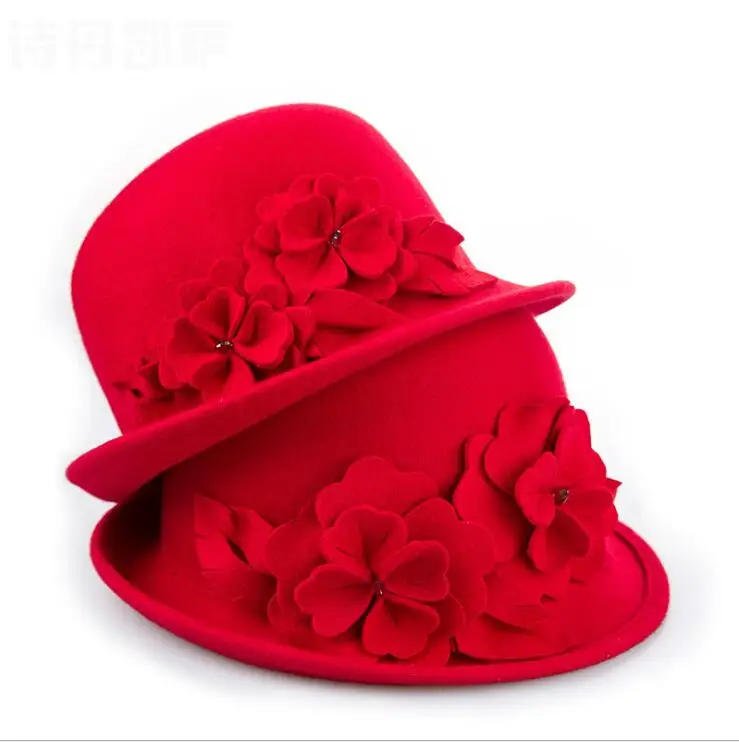 100% Wool Warm High Quality Flower Children Bucket Hat New Beautiful Cute Cool Fashion Hats For Children Solid Color Kids Hat