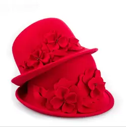 100% Wool Warm High Quality Flower Children Bucket Hat New Beautiful Cute Cool Fashion Hats For Children Solid Color Kids Hat