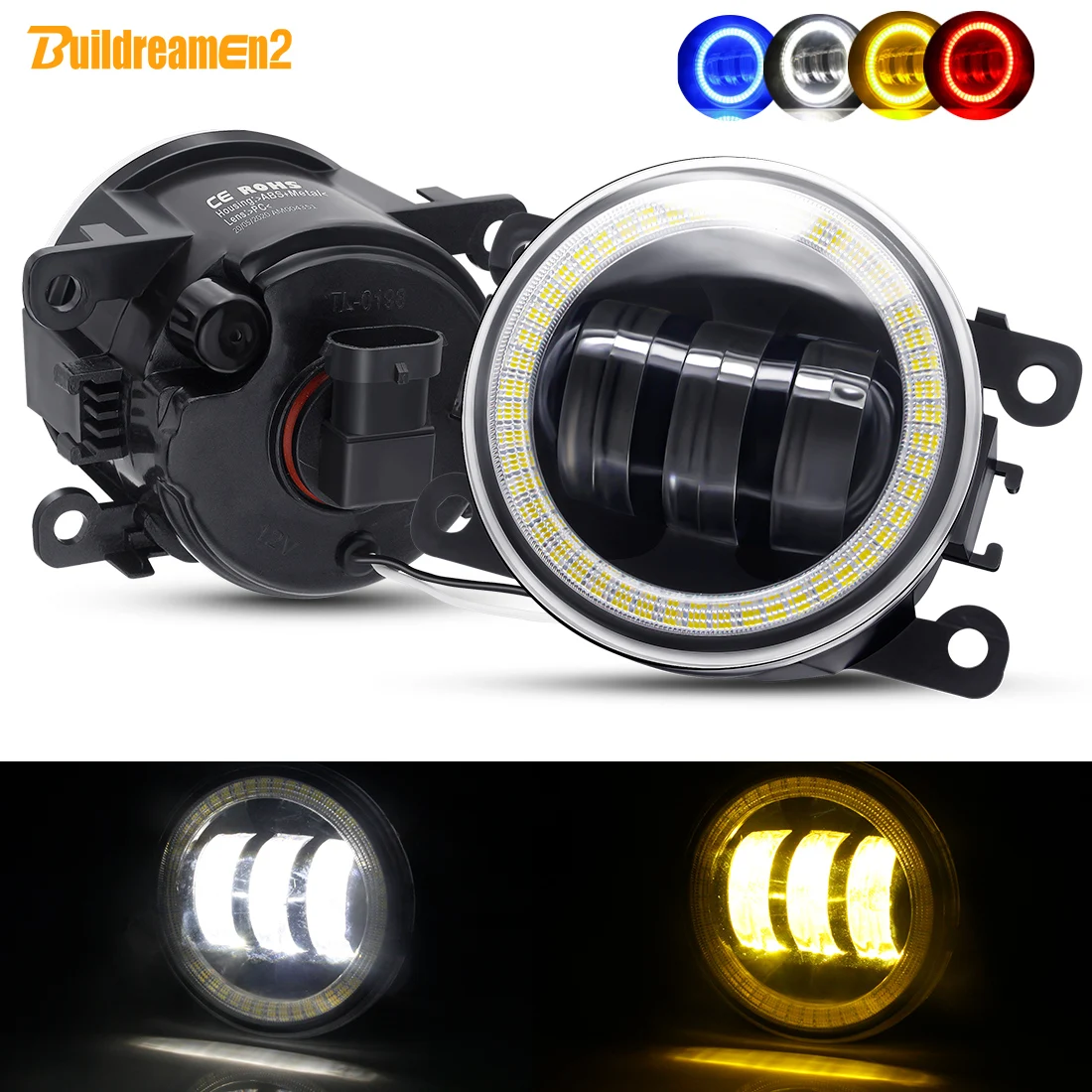 2 X Car Angel Eye Fog Light LED Lens Fog Driving Lamp DRL 30W For Renault Duster Clio Trafic Megane Scenic Kadja Twingo Sandero